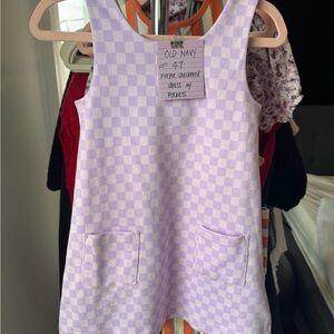 Children’s Old Navy purple checkered dress lightly worn